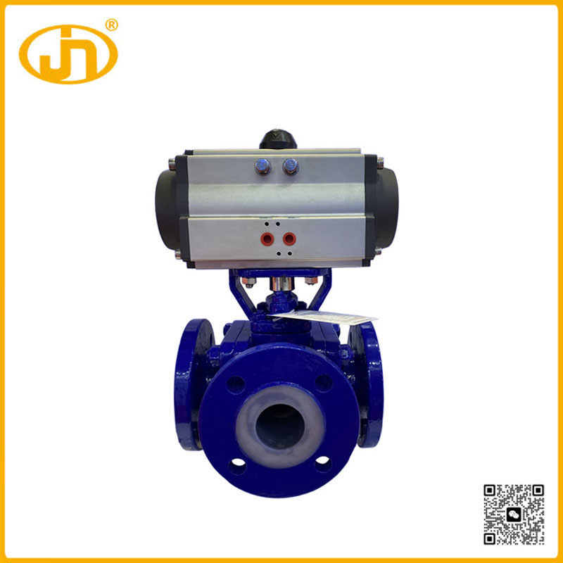 气动三通衬氟球阀